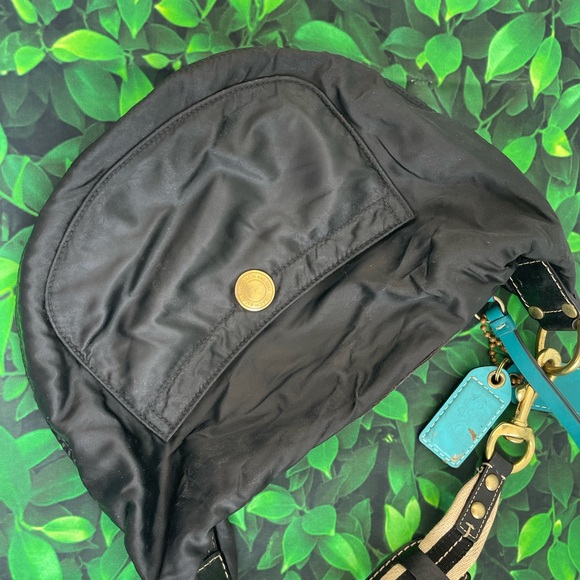 Coach Handbags - Original COACH Vintage Bag boho style. Black and turquoise.